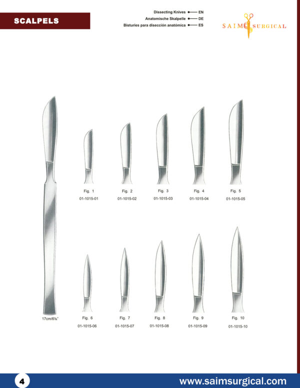 Dissecting Knives 1015-01 to 1015-10