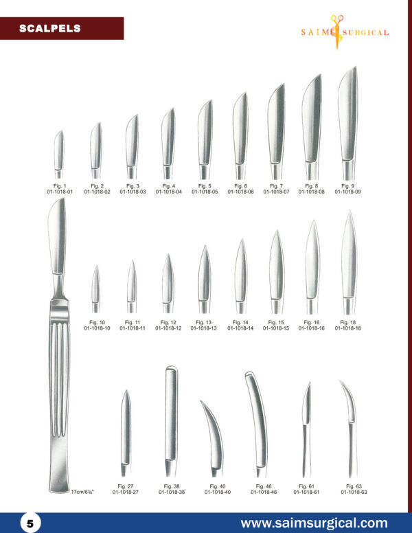 Dissecting Knives 1018-01 to 1018-18