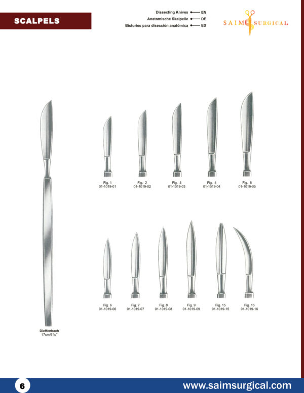 Dissecting Knives 1019-01 to 1019-09 15 16