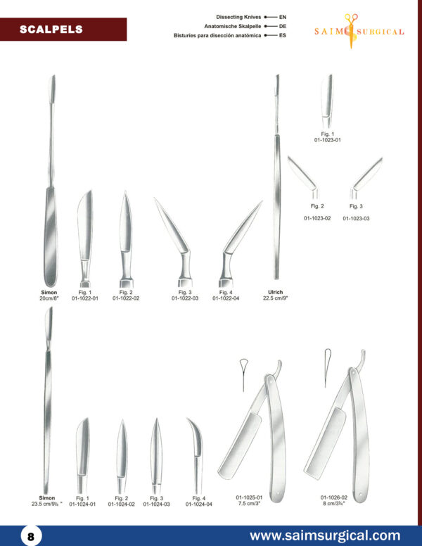 Dissecting Knives 1022 to 1026