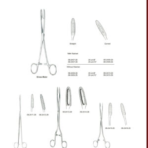 EN Tupferzangen DE COTTON SWAB FORCEPS  Pinzas para tapones. ES Straight Curved With Ratchet